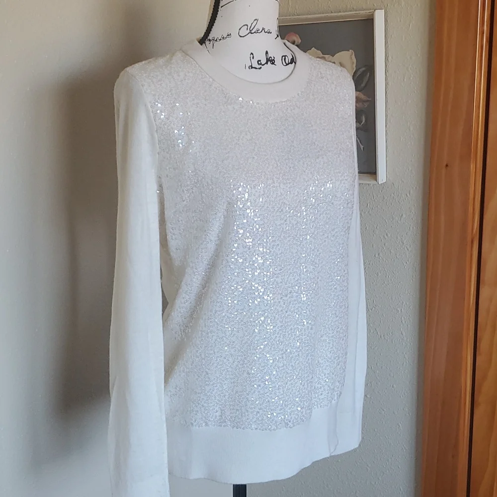 kate spade Cream Crewneck Sweater with Black Back Bow